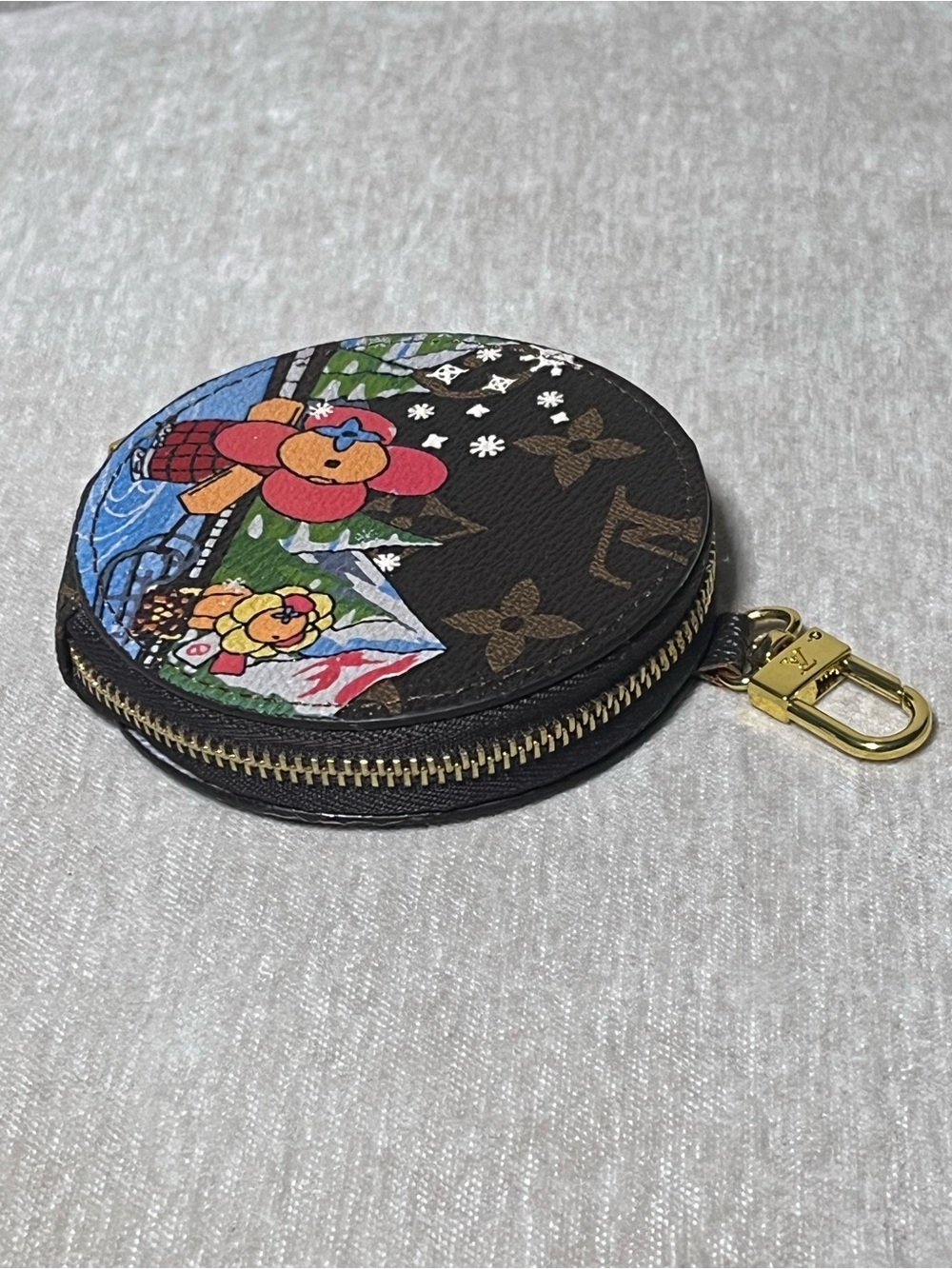 Louis Vuitton Brown Monogram Round Pouch with Colorful Winter Characters - Picture 4 of 4